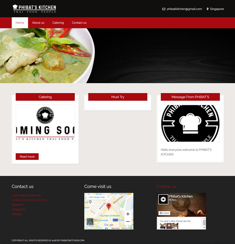 ทำเว็บไซต์ร้านอาหาร PHIBAT’S KITCHEN