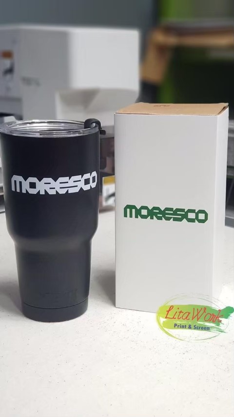 สกรีนแก้ว YETI โลโก้ MORESCO