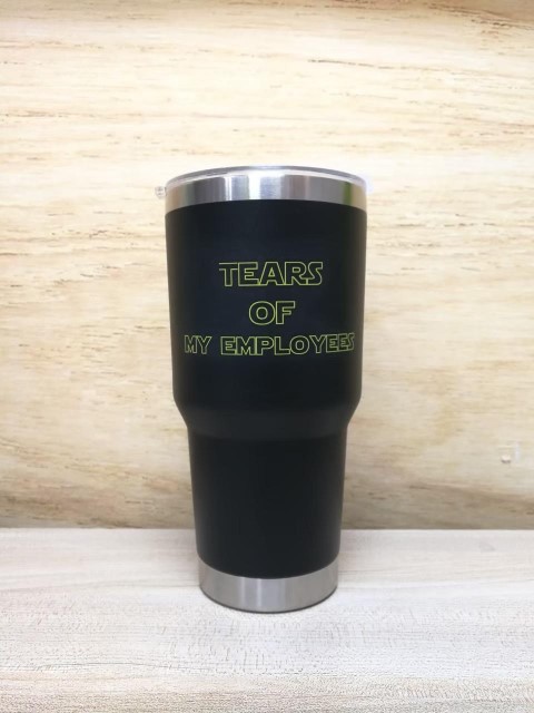 สกรีนแก้ว YETI โลโก้ TEARS OR MY EMPLOYEES