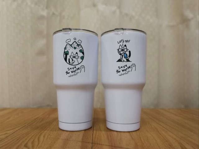 สกรีนแก้ว YETI โลโก้ save the world