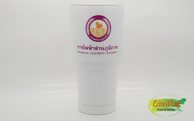 สกรีนแก้ว ทรง YETI PEA