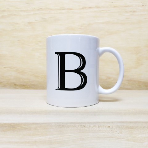 สกรีนแก้วมัคสีขาวข้อความ B